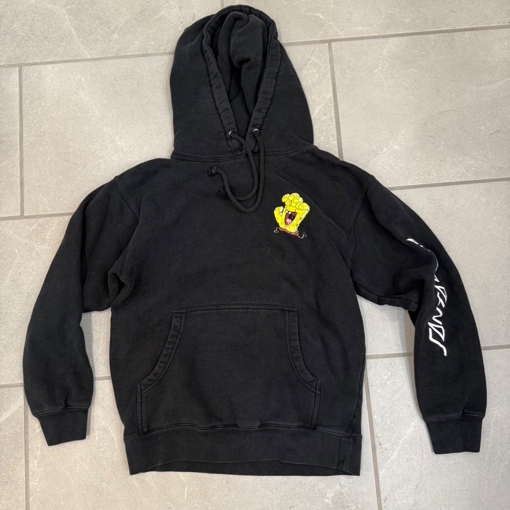 Santa Cruz x SpongeBob SquarePants Screaming Hand Hoodie Black Pullover Mens S